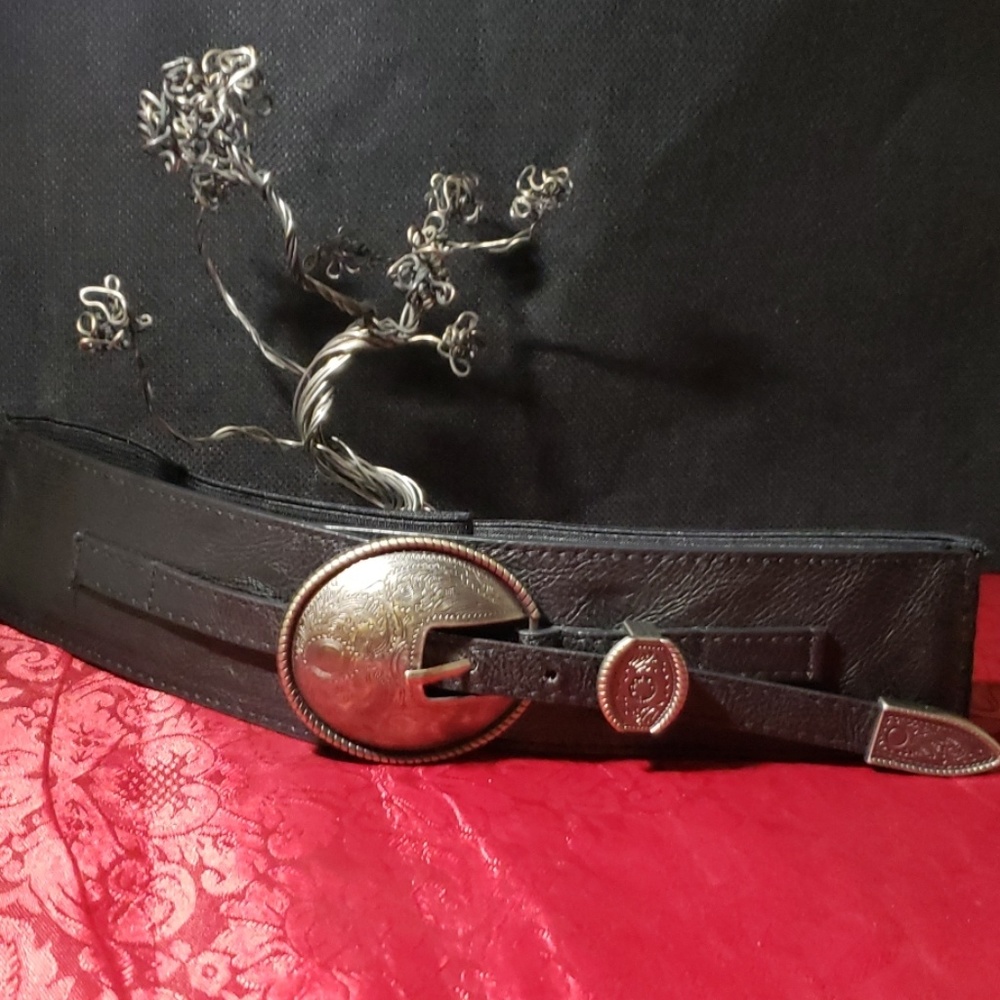 2 for $15 ❤ Black Leather Fashioned Waist Belt